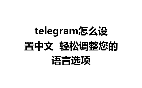 telegram怎么设置中文  轻松调整您的语言选项