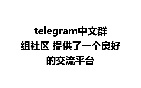 telegram中文群组社区 提供了一个良好的交流平台