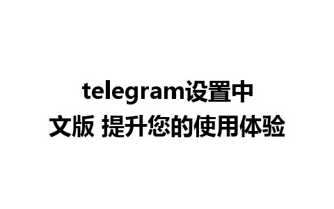 telegram设置中文版 提升您的使用体验