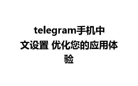 telegram手机中文设置 优化您的应用体验