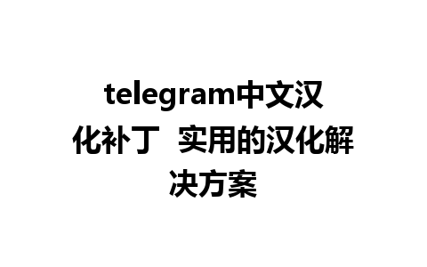 telegram中文汉化补丁  实用的汉化解决方案