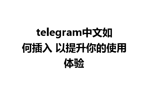 telegram中文如何插入 以提升你的使用体验