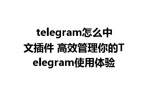 telegram怎么中文插件 高效管理你的Telegram使用体验