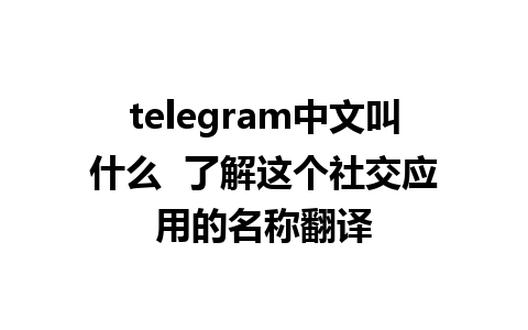 telegram中文叫什么  了解这个社交应用的名称翻译